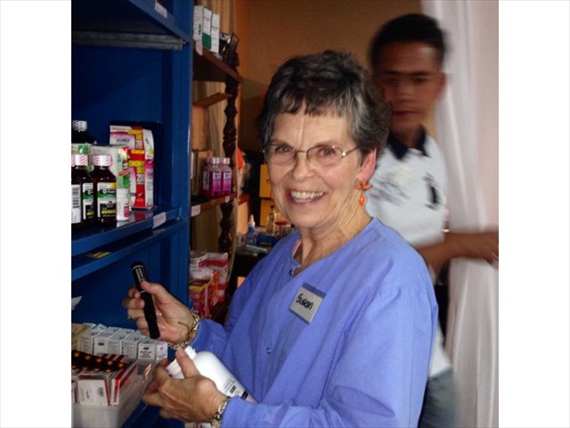 Susan and Edwin stocking the shelfs with the donated medicines from Ohio in order to service 500 Mayan Indians @ WAY-bi Tecpan, Guatemala who have NO medical care what so ever. Thank you to ALL who made this Sacred Mission of Mercy a reality for the Mayan communities.