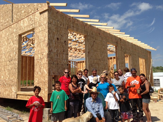 Four days later, the Camp Sacred Home is near completion. Awesome volunteers who made this ALL possible for a Lakota Family in need.