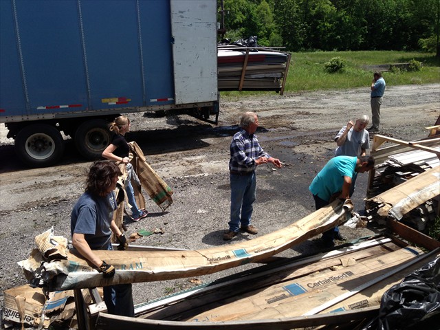 Siding being loaded for the home.