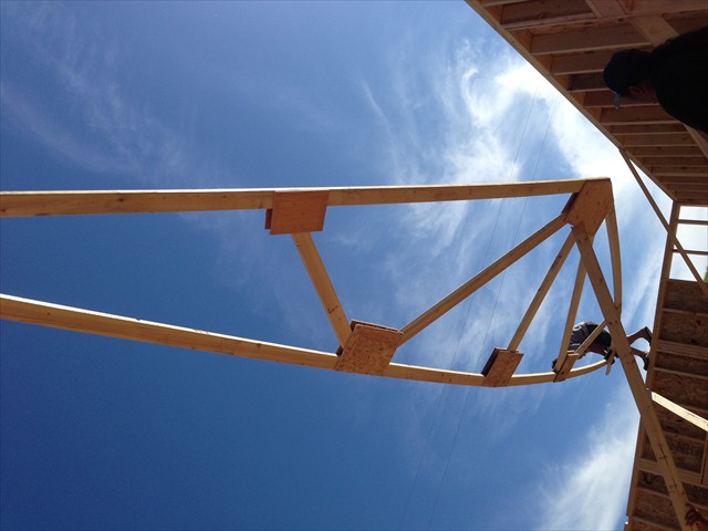 What a view while gently placing the trusses in place.