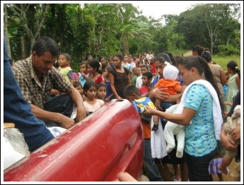 Distributing much needed clothing