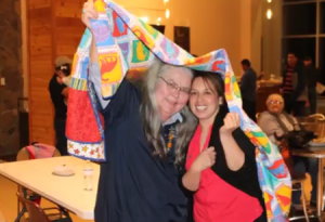 Kathy Price with volunteer